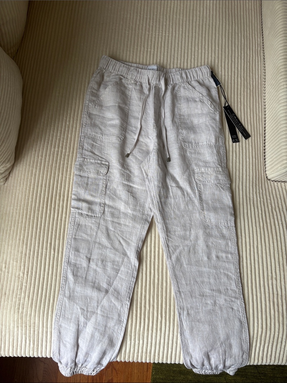 Women’s Cargo 100%  Linen Joggers with Drawstring Waist Brand New